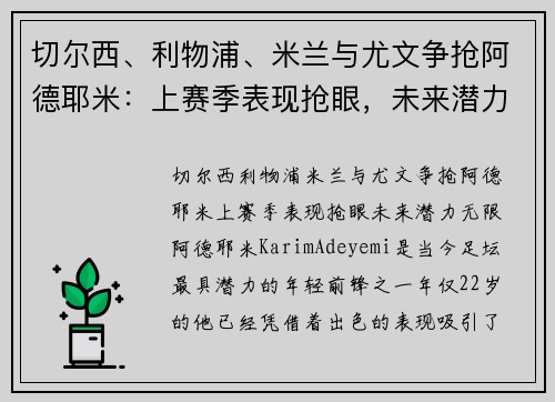 切尔西、利物浦、米兰与尤文争抢阿德耶米：上赛季表现抢眼，未来潜力无限